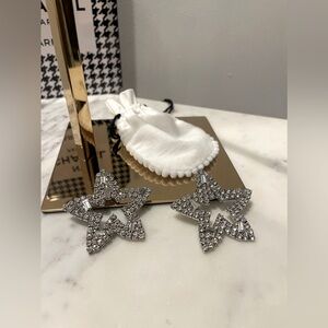 Star Shiny Rhinestones Silver Earrings